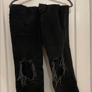 Freepeople Black Distressed Skinny Jeans